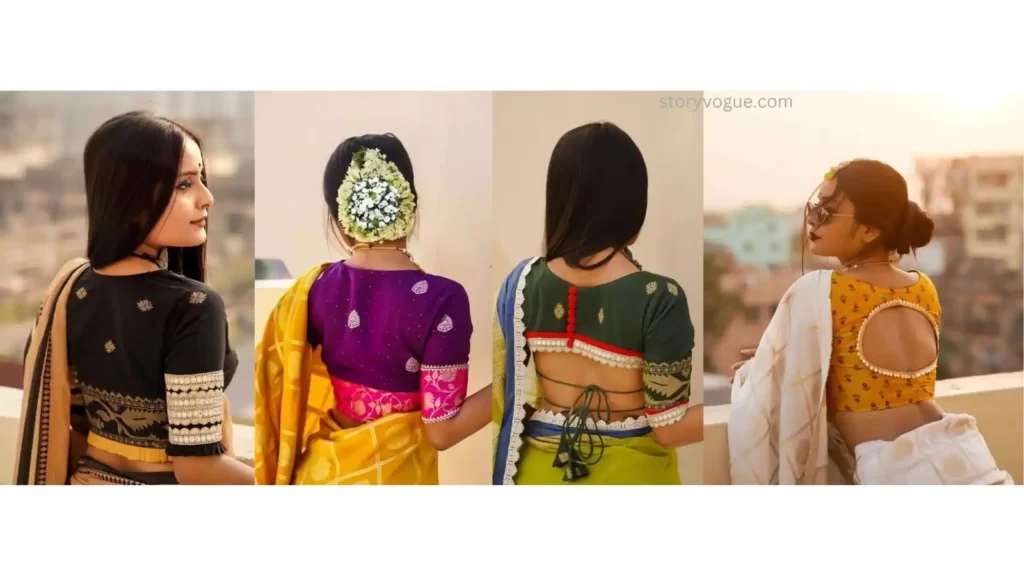 modern cotton saree blouse back neck designs