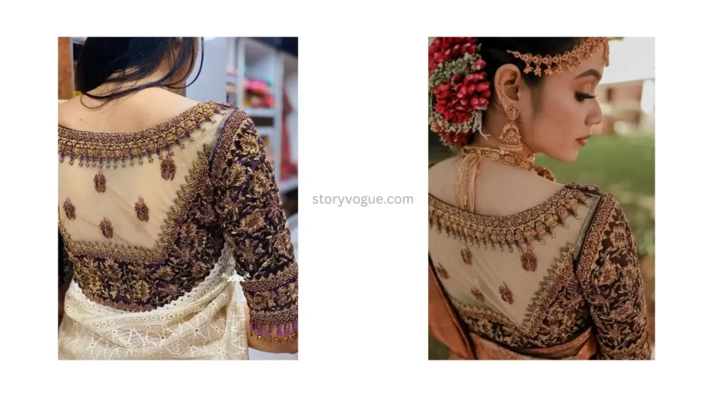 wedding pattu saree blouse designs back neck